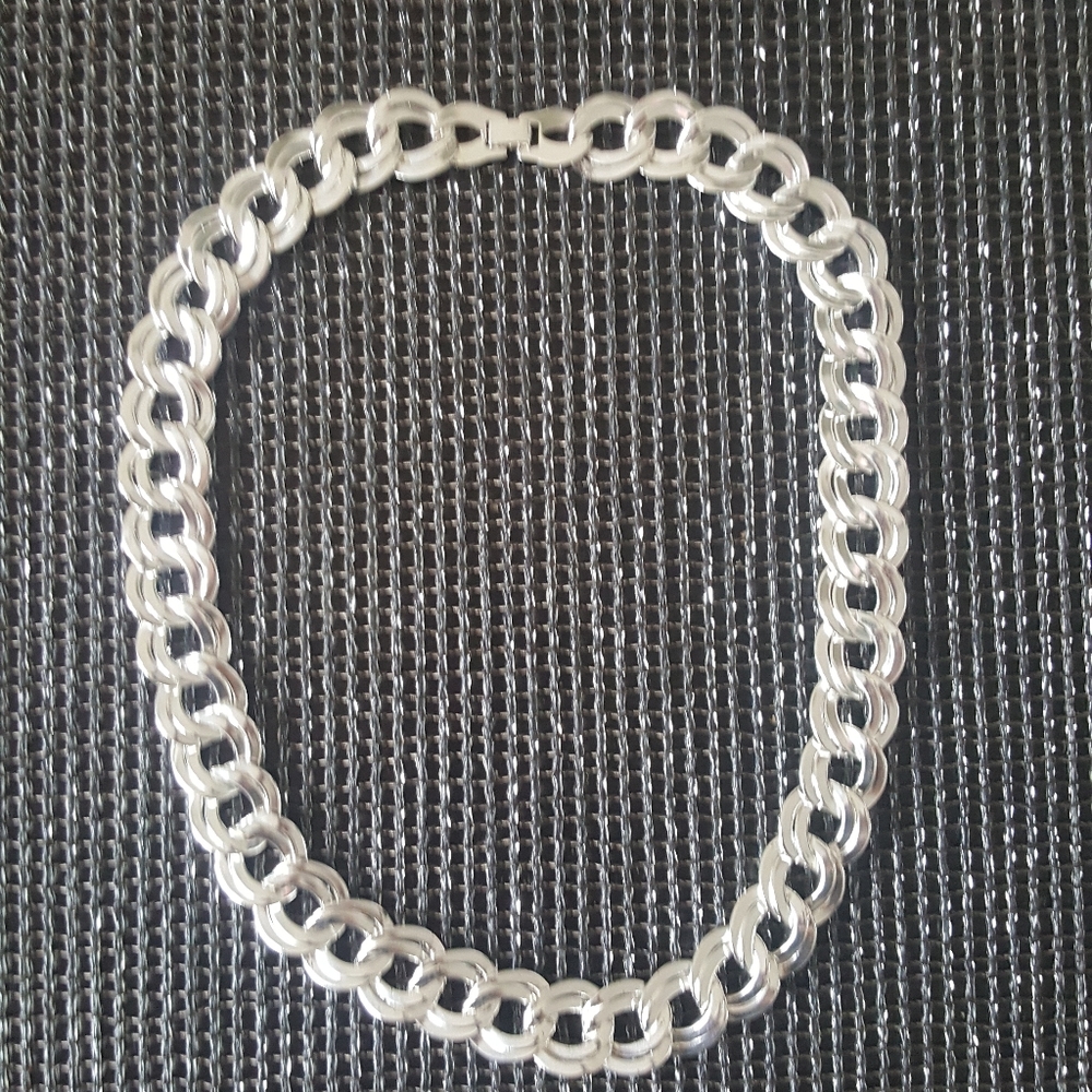 Silver-tone Double Cuban Link Necklace